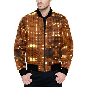 kokorepublic Men's All Over Print Quilted Bomber Jacket(Model H33)